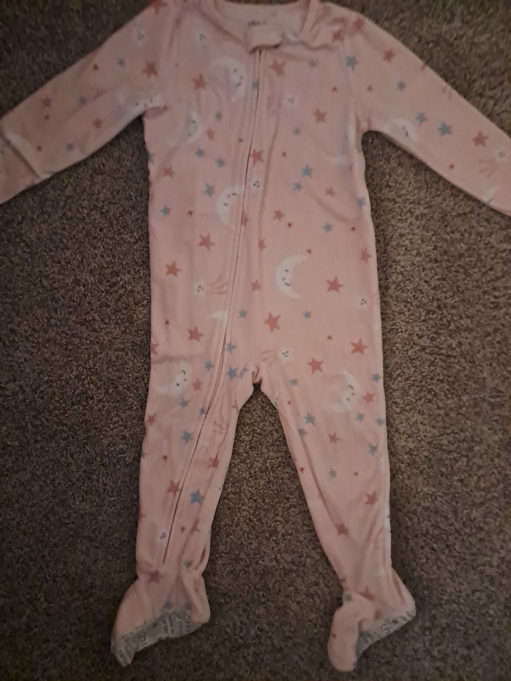 Carter's Pink Moon & Star Footed One-Piece Pajamas